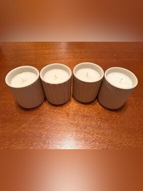 White Ceramic Votive Candle Set